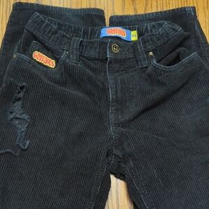 Empyre Black Corduroy Pants with Patch Detail